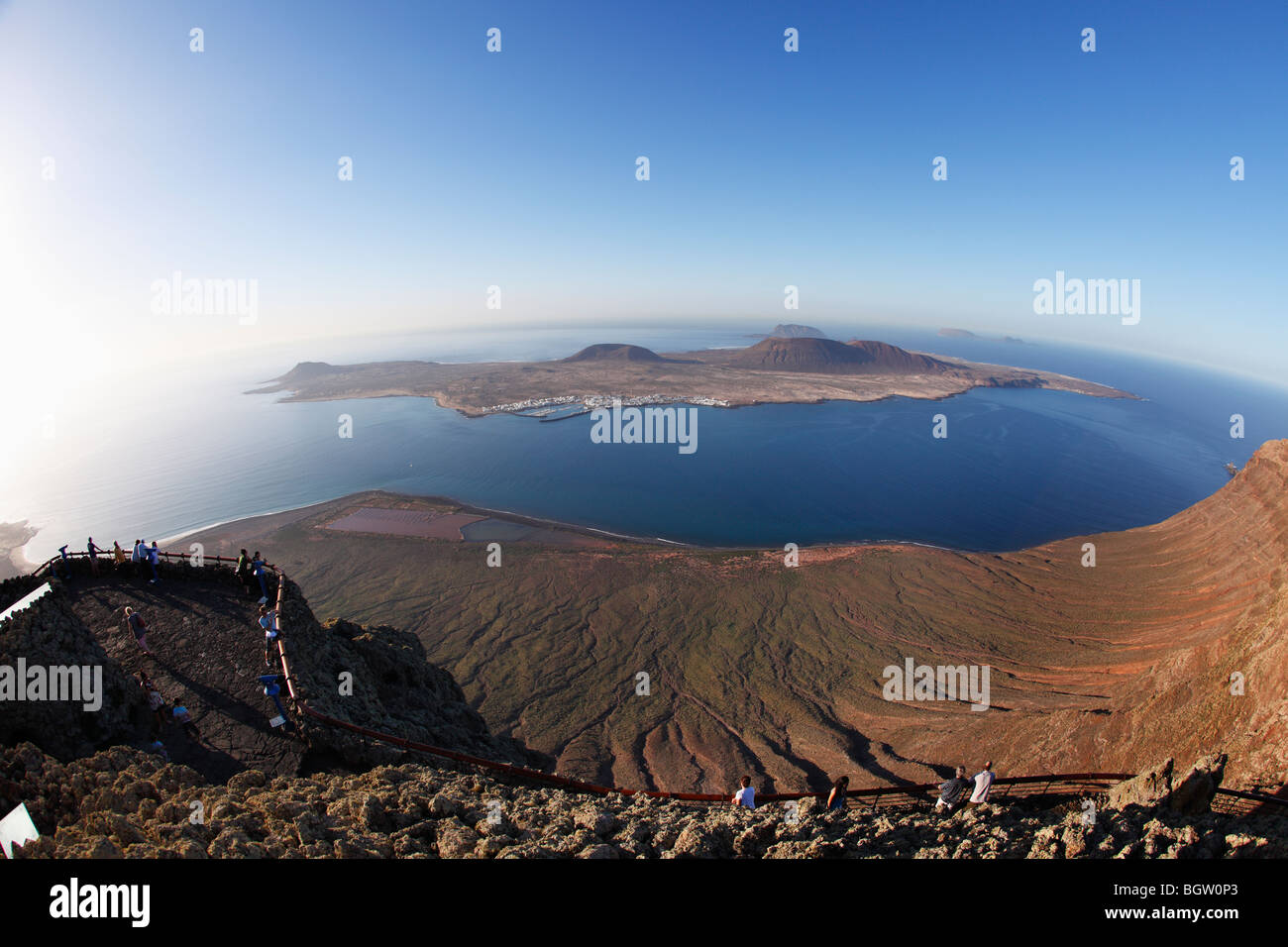 La Graciosa Island, vista dal Mirador del Rio, Lanzarote, Isole Canarie, Spagna, Europa Foto Stock