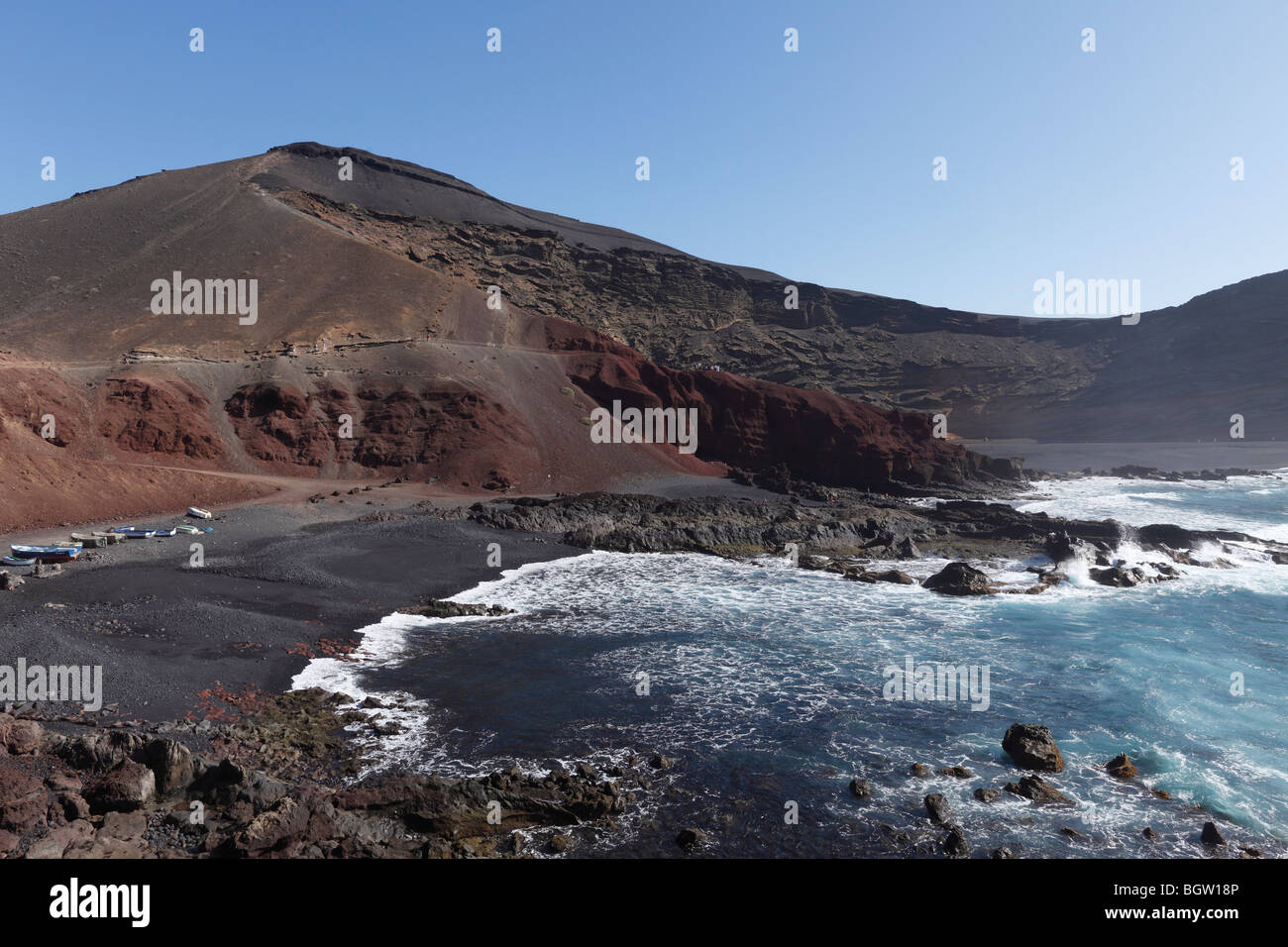 Playa de los Ciclos, El Golfo, Lanzarote, Isole Canarie, Spagna, Europa Foto Stock