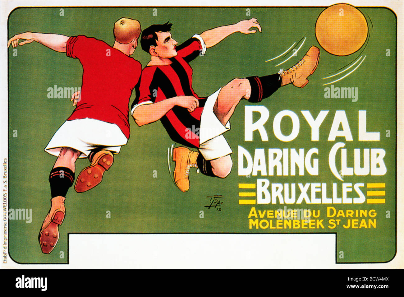 Bruxelles Soccer, 1912 poster per Royal audace Football Club, fondato nel 1895 e ancora a giocare come RDWM Foto Stock