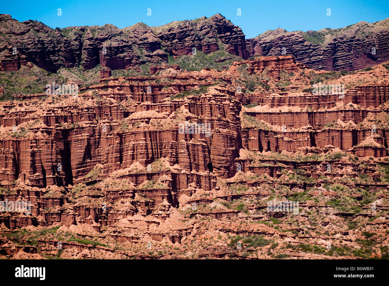 Vista del Farallones nella Sierras de las Quijadas National Park, San Luis, Argentina Foto Stock