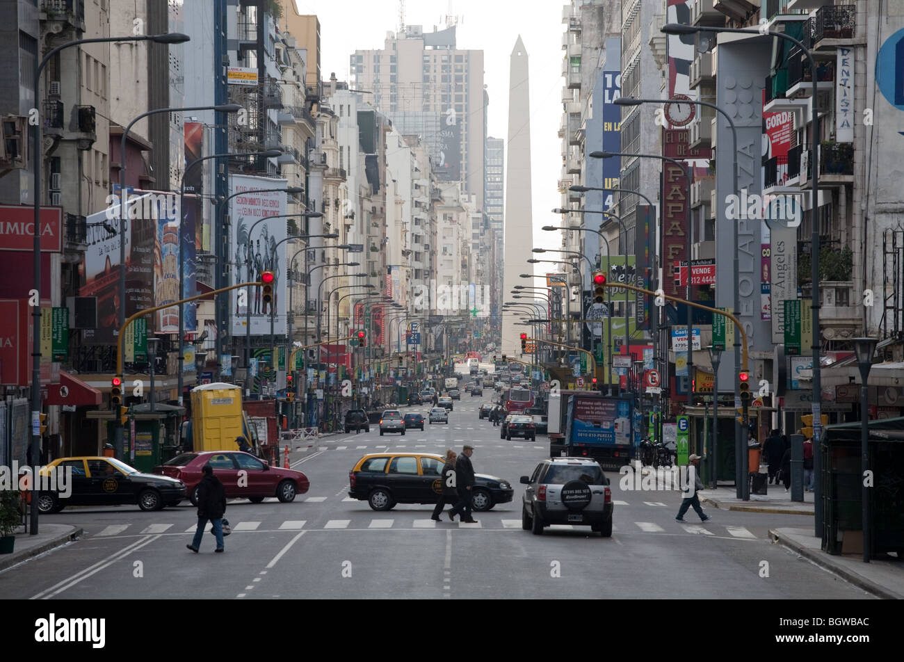 Corrientes Avenue in Buenos Aires city centre Foto Stock