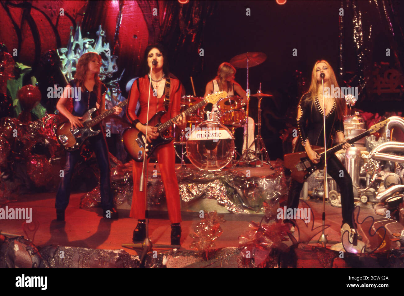 RUNAWAYS - noi gruppo ragazza nel 1977 con da sinistra: Vicki blu, Joan Jett, Sandy West e Lita Ford Foto Stock