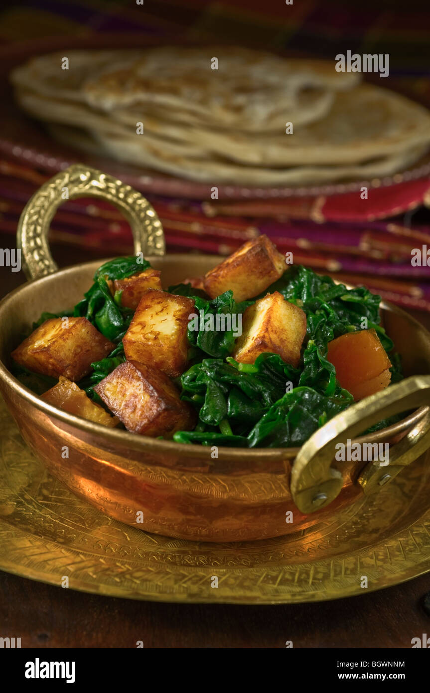 Palak paneer spinaci e formaggio cibo indiano Foto Stock