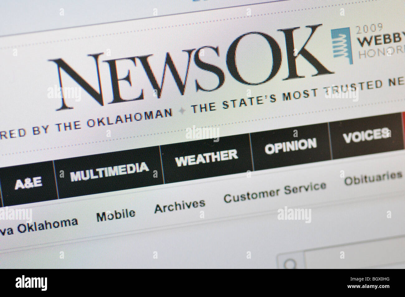 News Oklahoma website Foto Stock