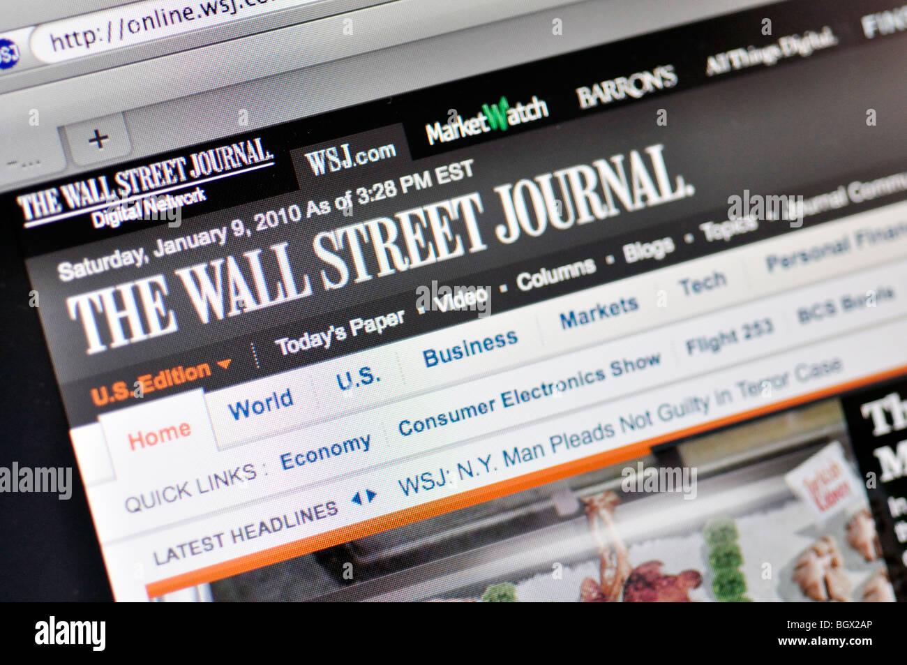 Il Wall Street Journal sito web Foto Stock