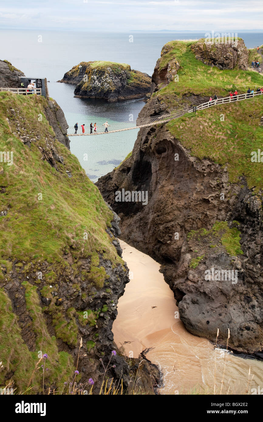 Carrick-a-Rede e Larrybane ponte di corde Foto Stock