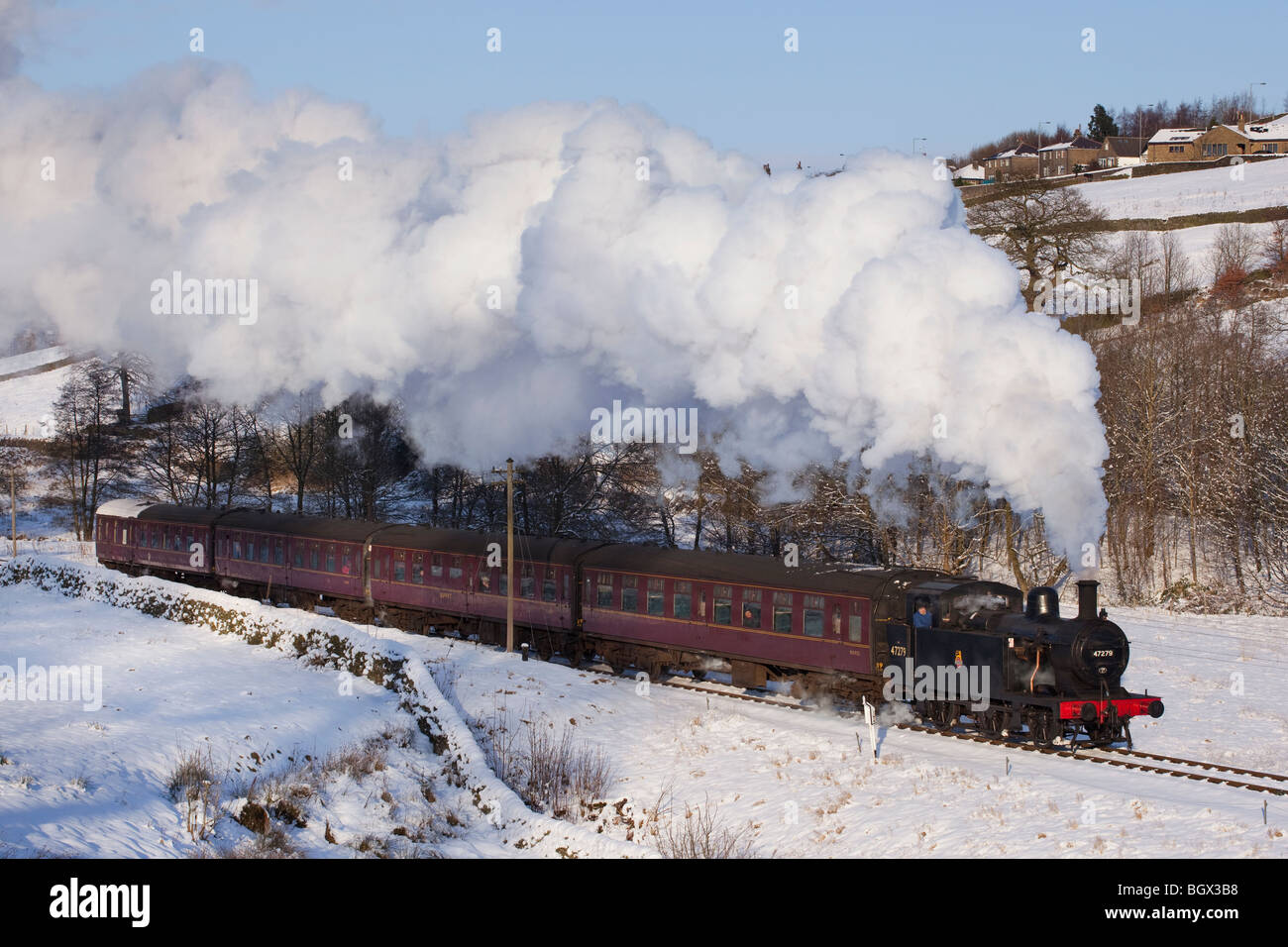 Londra, Midland & ferrovia scozzese 0-6-0T n. 47279 - ' ' Jinty Keighley e vale la pena di valle ferroviaria Tra Haworth e Oxenhope Foto Stock