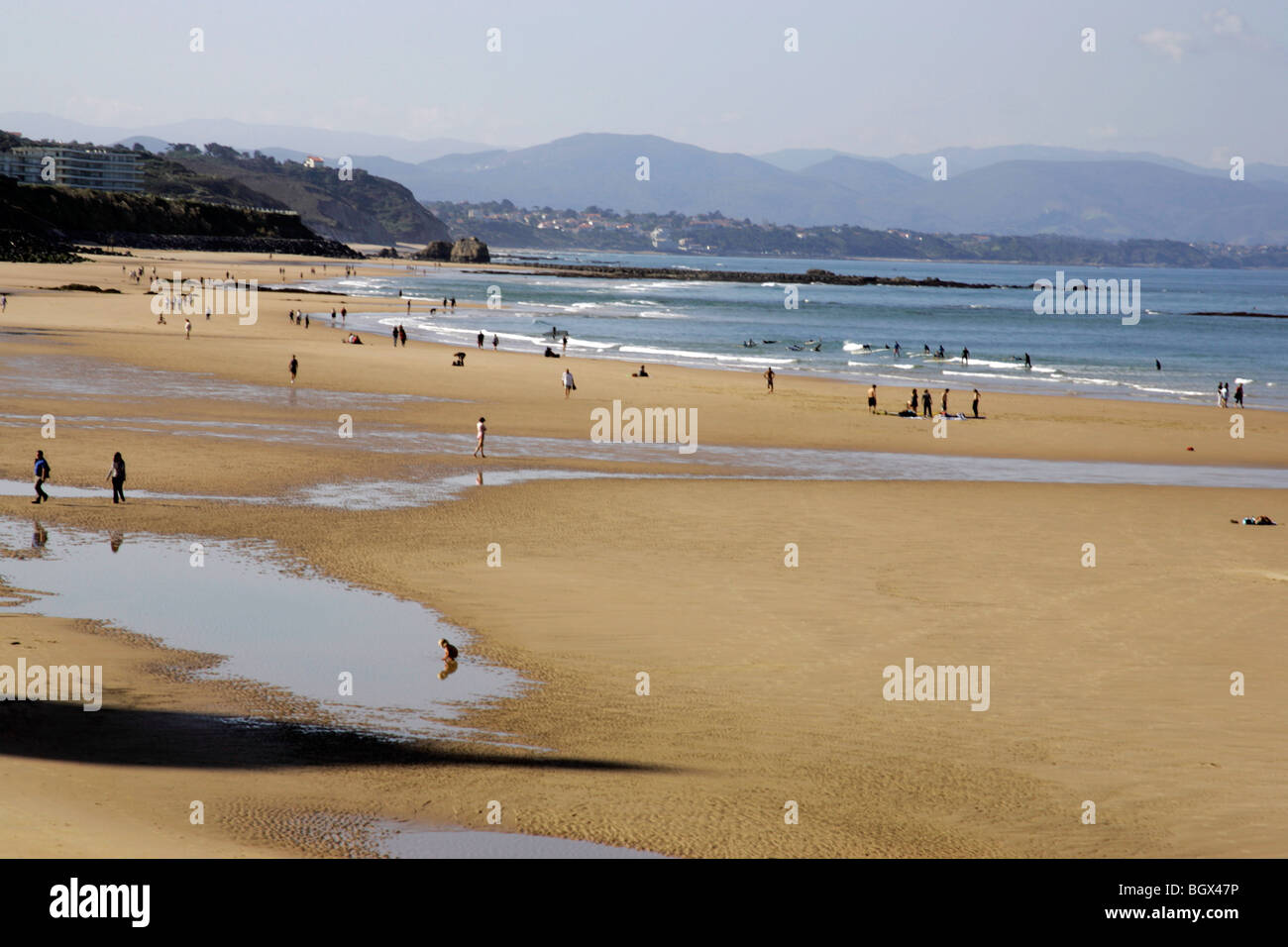 Spiaggia chateau surfers Biarritz Bordeaux Costa Atlantica Aquitaine Francia Foto Stock