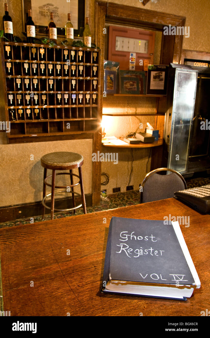 Il 'fantasma' registro presso l'hotel Copper Queen in Bisbee Foto Stock
