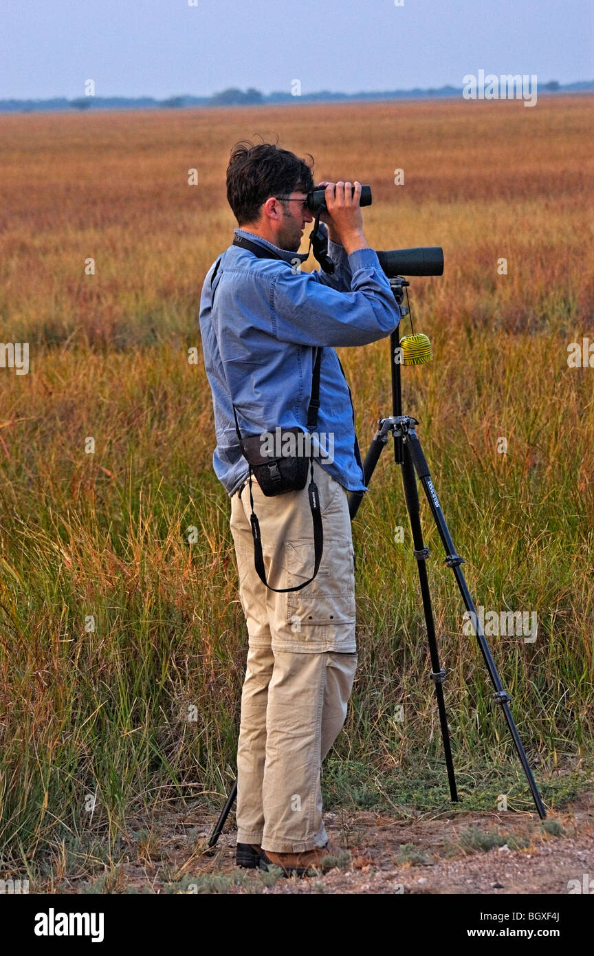Bird watcher velavadar al parco nazionale Foto Stock