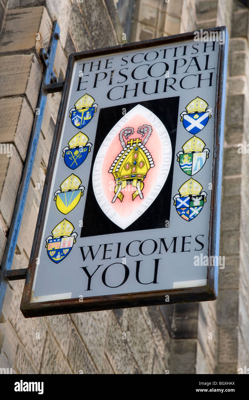 La Chiesa Episcopale Scozzese benvenuto firmare verità evangelica e apostolica per la Scozia Foto Stock