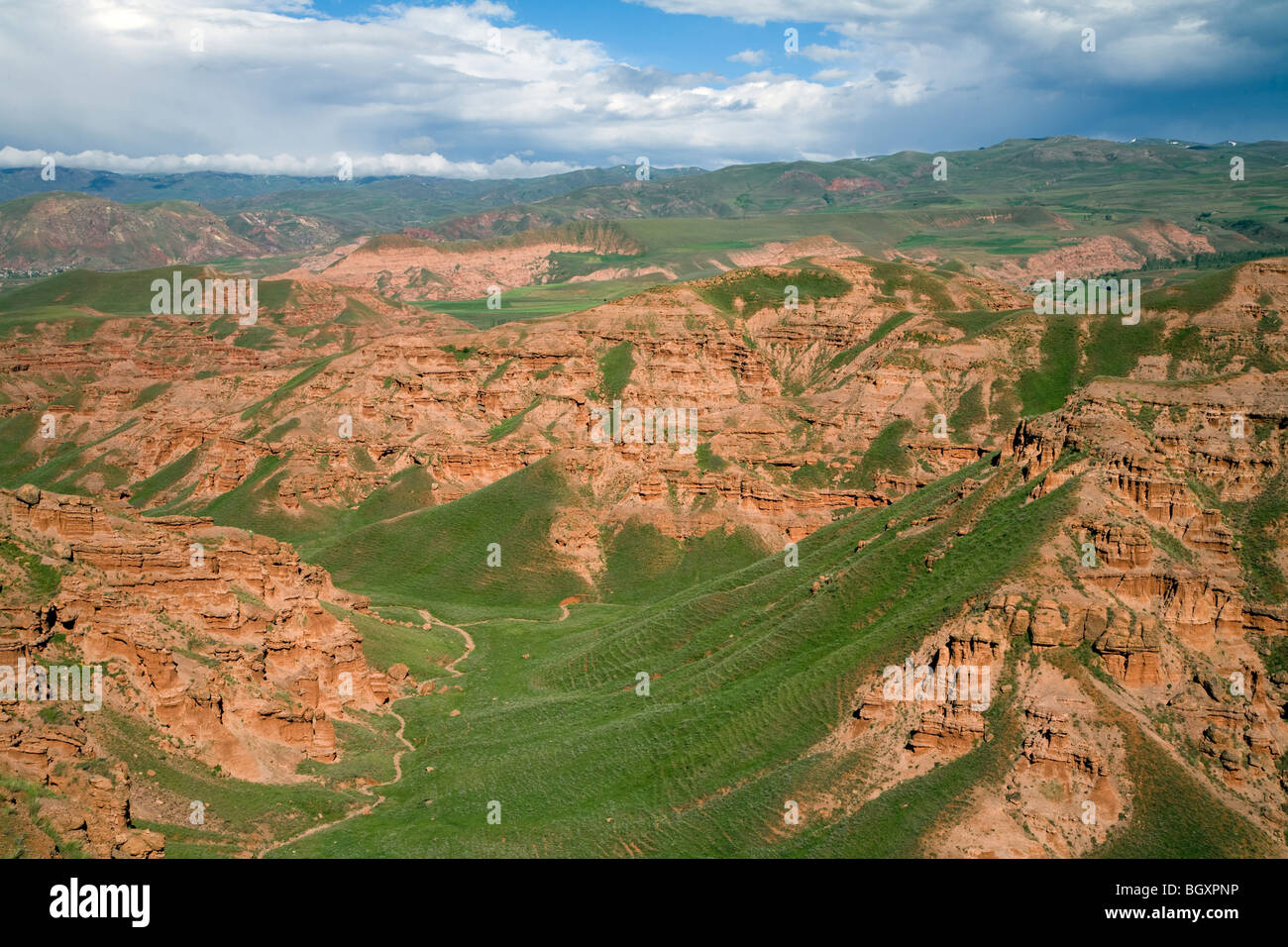 Vista panoramica di arenaria rossa rocce della valle Narman Erzurum Turchia Foto Stock