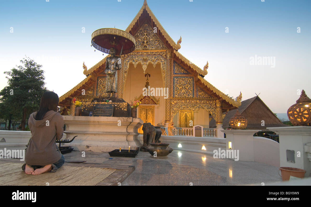 Wat Phra Singh tempio in Chiang Mai Foto Stock