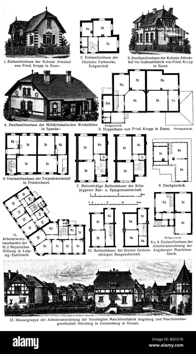 Classe operaia case di abitazione a circa 1900 Foto Stock