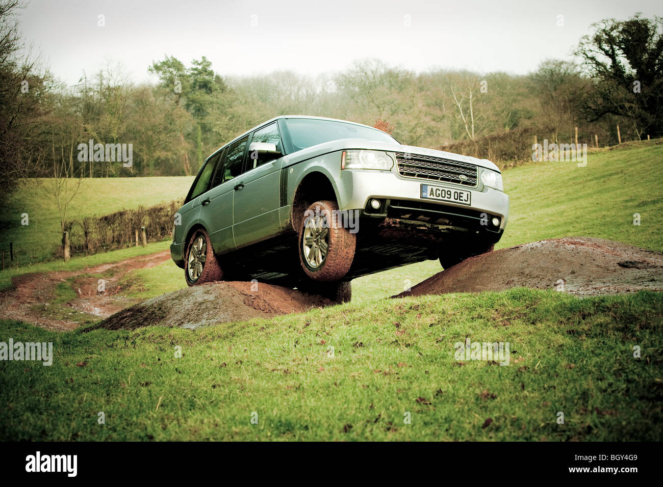 La Range Rover Sport off road Foto Stock
