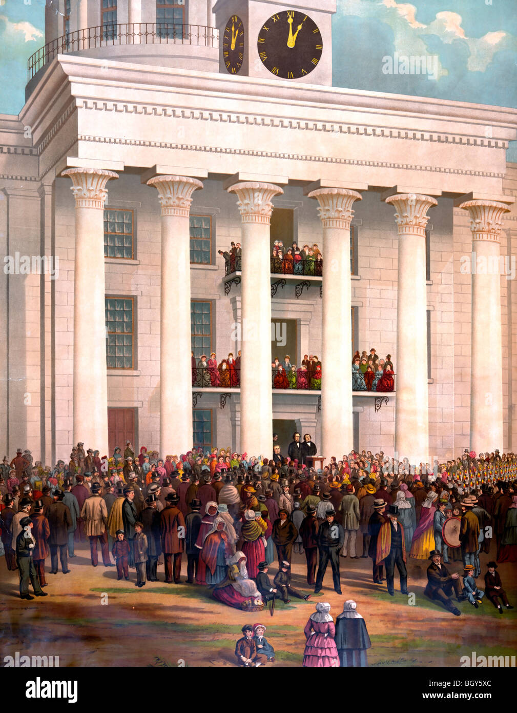 Il punto di partenza della grande guerra tra gli stati. Inaugurazione di Jefferson Davis in Montgomery, Alabama Foto Stock