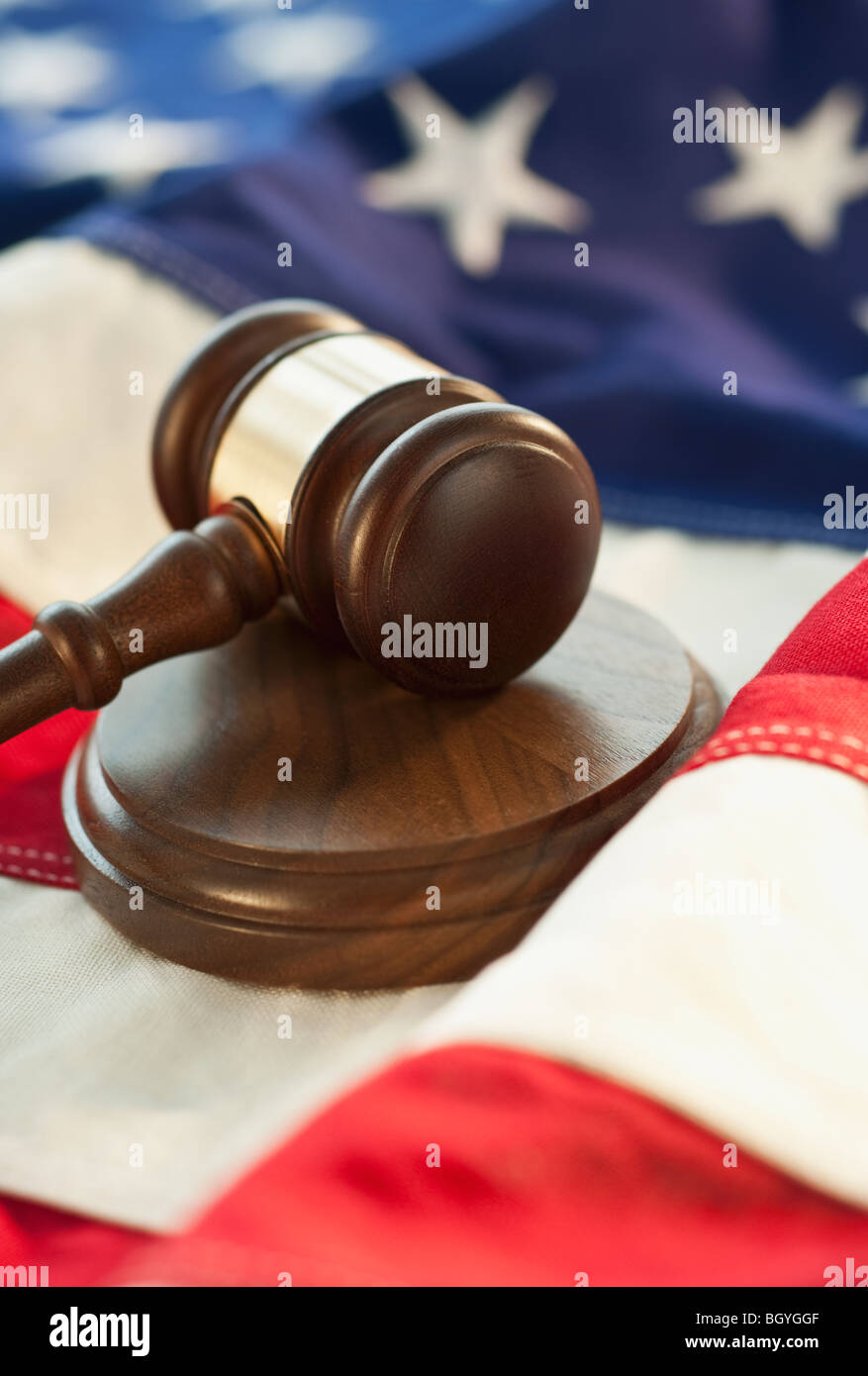 Martello sulla parte superiore della bandiera americana Foto Stock