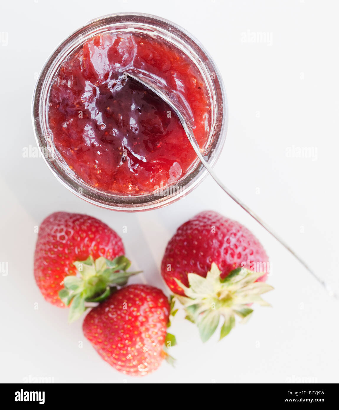 Vasetto di marmellata di fragole Foto Stock