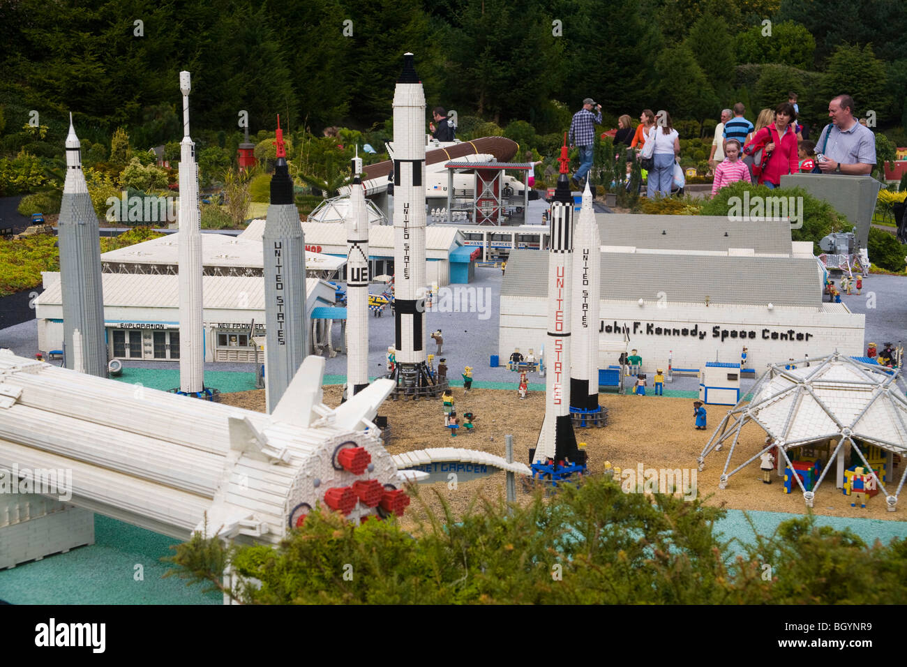 Razzi al Kennedy Space Center, Legoland Windsor Foto Stock