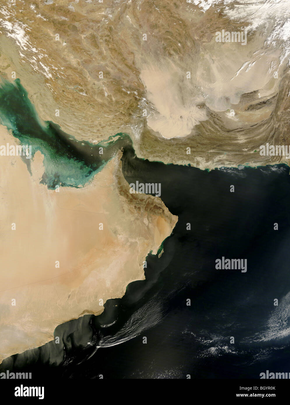 Il Pakistan dallo spazio, piccoli quadratini rossi sono sorgenti di calore rilevata dalla telecamera a raggi infrarossi (visibile a 100%) della NASA di credito Foto Stock