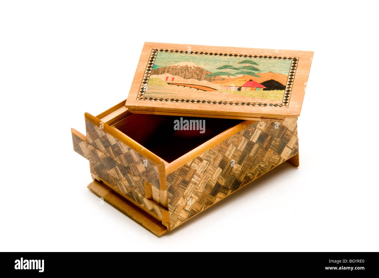 Legno cinesi puzzle scatola Foto Stock