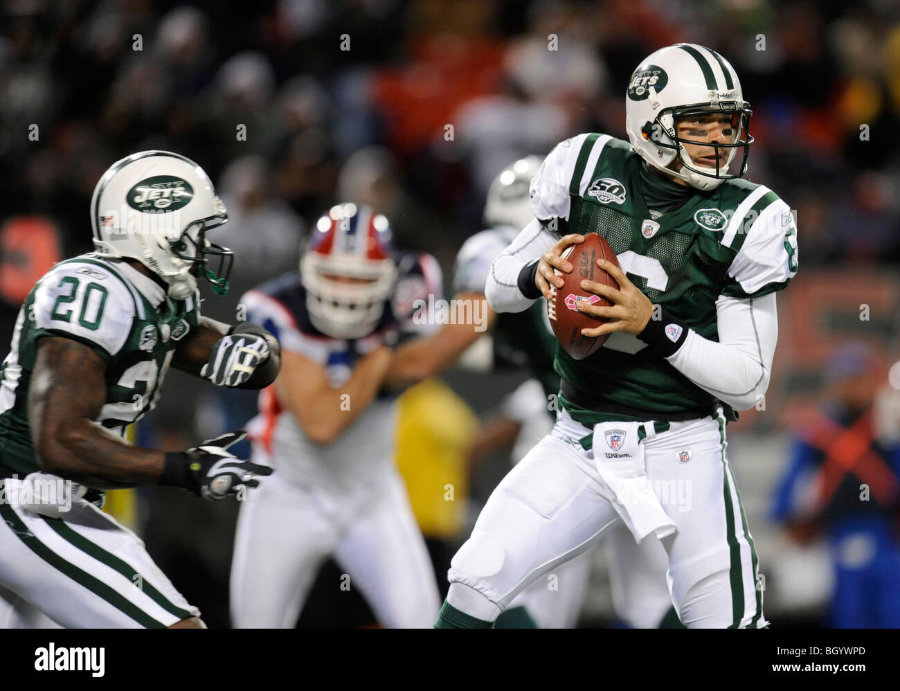 Mark Sanchez #6 del New York getti passa Foto Stock