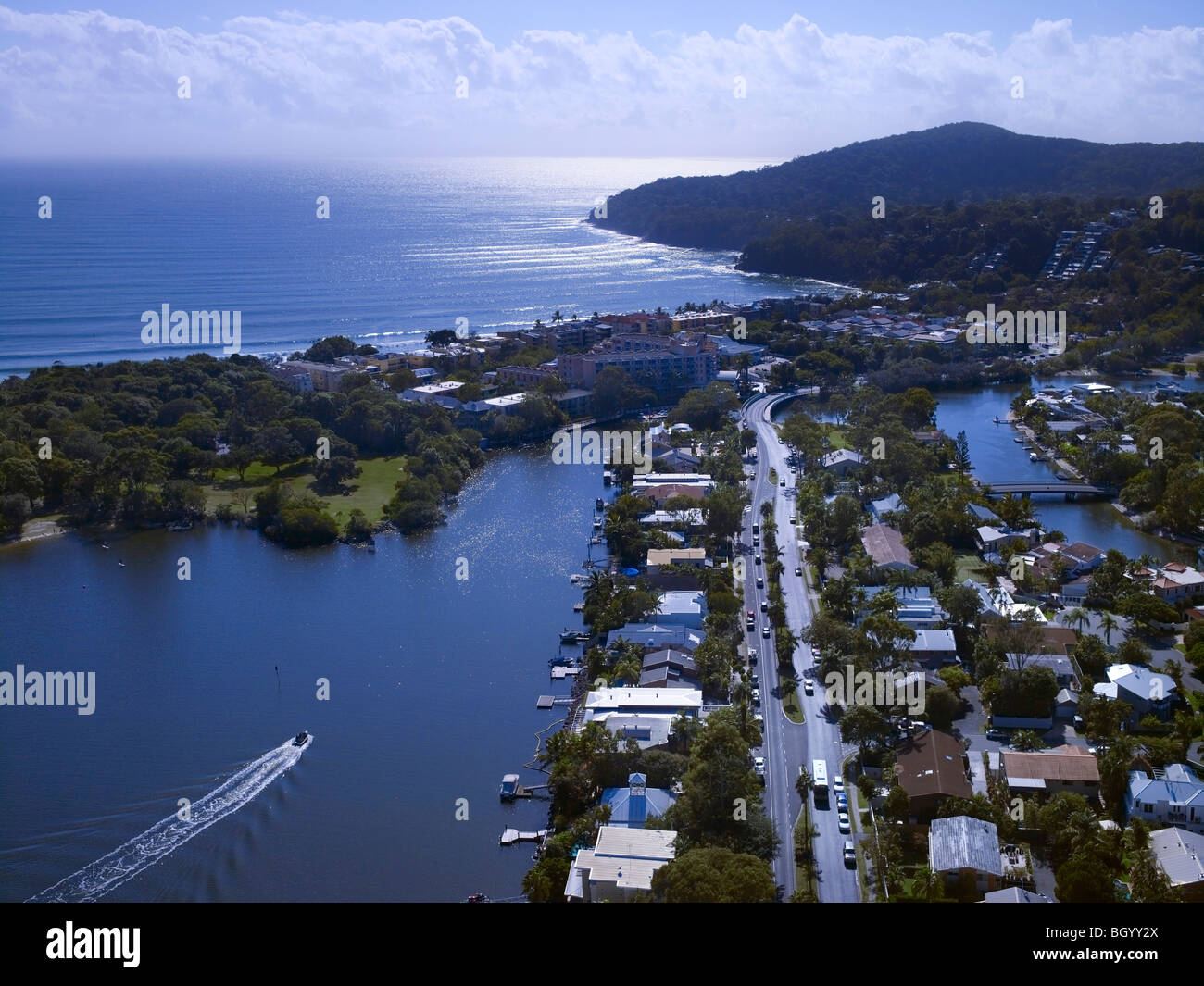 Vista aerea di Noosa capi, Queensland Australia Foto Stock