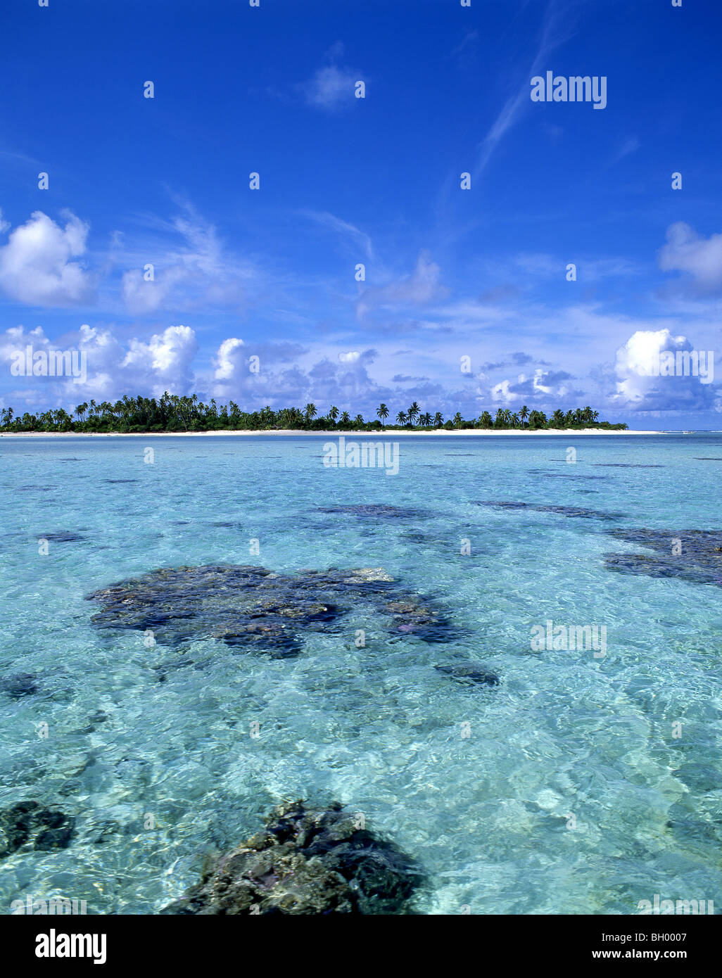 Isola tropicale, atollo di Aitutaki, Isole Cook, Isole del Pacifico Foto Stock
