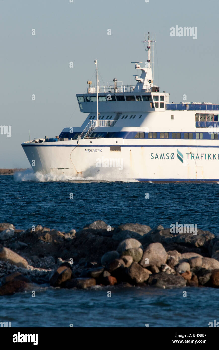 MV Vesborg arriva a Hou. Foto Stock
