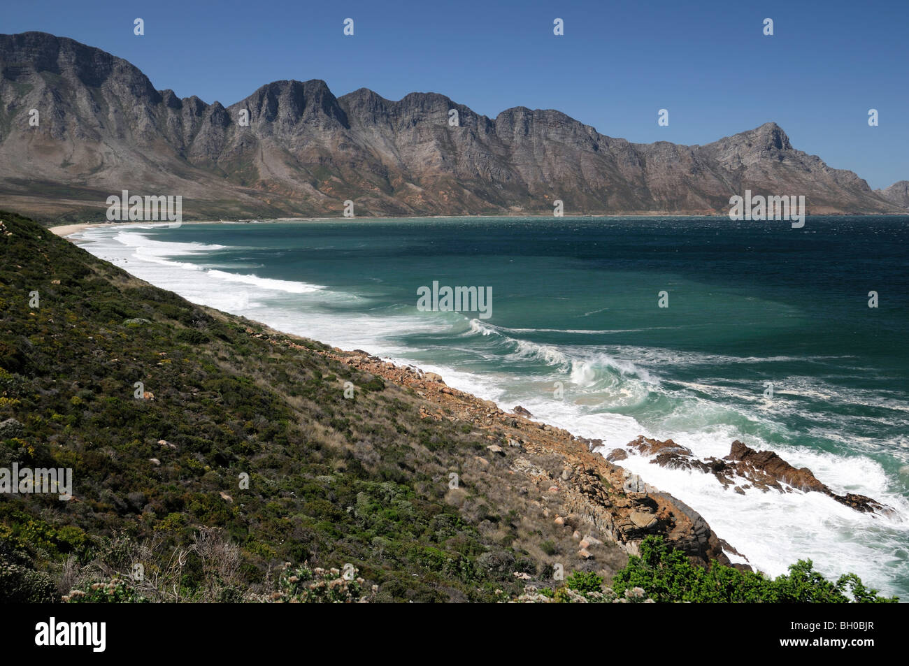 Vista lungo clarence drive costa litorale paesaggi costieri scenic oceano atlantico western cape South Africa biosfera kogelberg Foto Stock