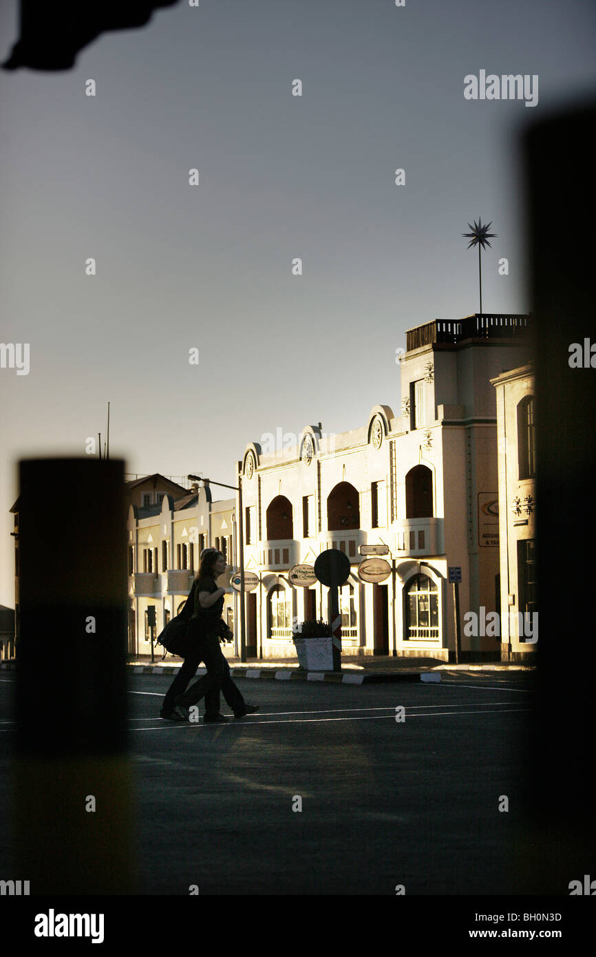 In stile coloniale e case, Swakopmund, Namibia, Africa Foto Stock