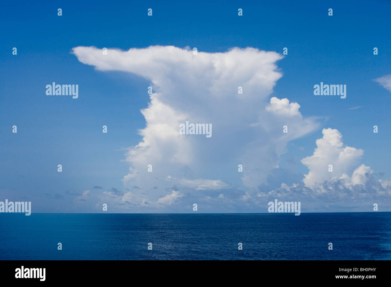 Il Cumulus bianche nuvole sopra l'Oceano Pacifico del Sud e Oceania Foto Stock