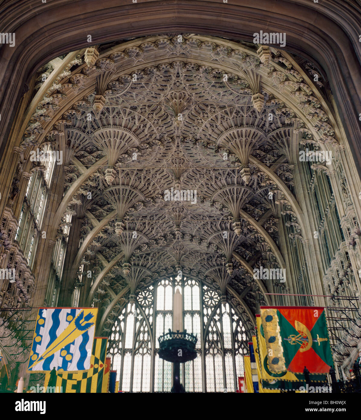 Enrico VII cappella gotica vaulting ventola, l Abbazia di Westminster London Inghilterra England Foto Stock