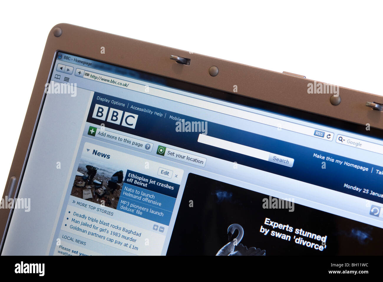 Sito web della BBC sulla moderna lo schermo del notebook Foto Stock