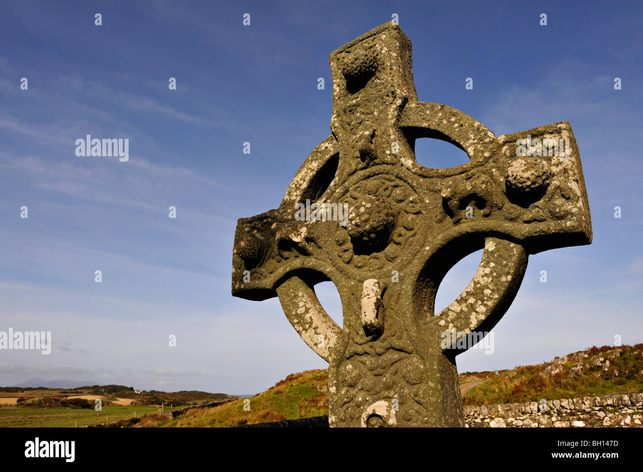 Kildalton Cross un cristiana antica croce di pietra a Kildalton sull'isola di Islay, a sud-ovest della Scozia UK. Foto Stock
