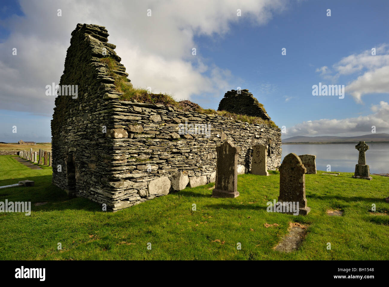 Kilnave chiesa e cimitero - una antica cappella cristiana a Gruinart sull'isola di Islay, a sud-ovest della Scozia UK. Foto Stock