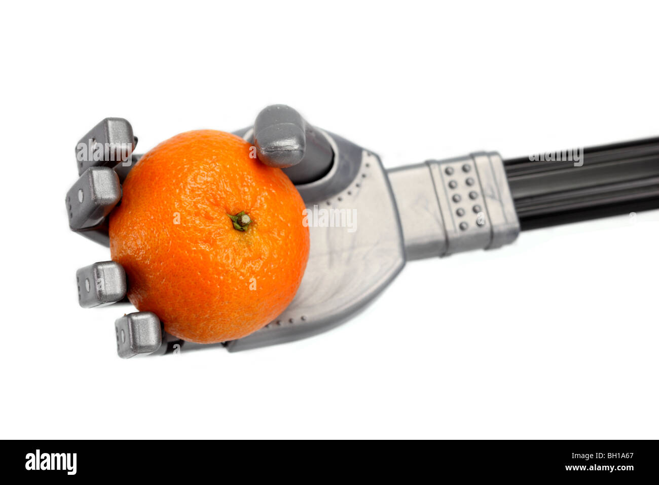 Mandarin Robot grab cibo mano le dita del braccio tenere il dito tenendo delicato con cura attenta industriale la tecnologia della macchina Foto Stock