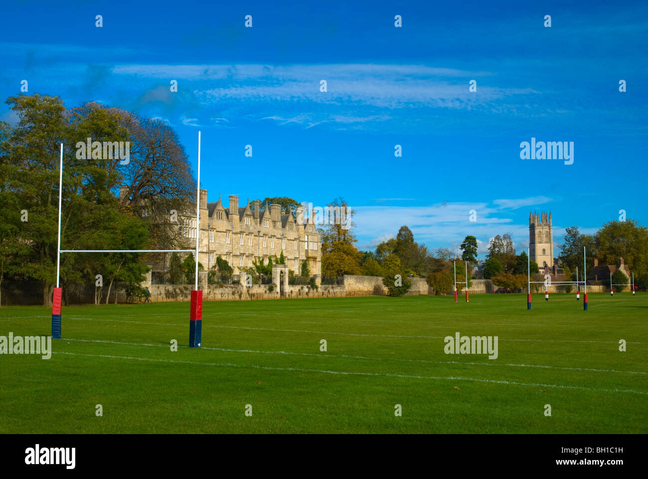 Merton campo campi da rugby Christ Church College motivi Oxford Inghilterra Regno Unito Europa Foto Stock