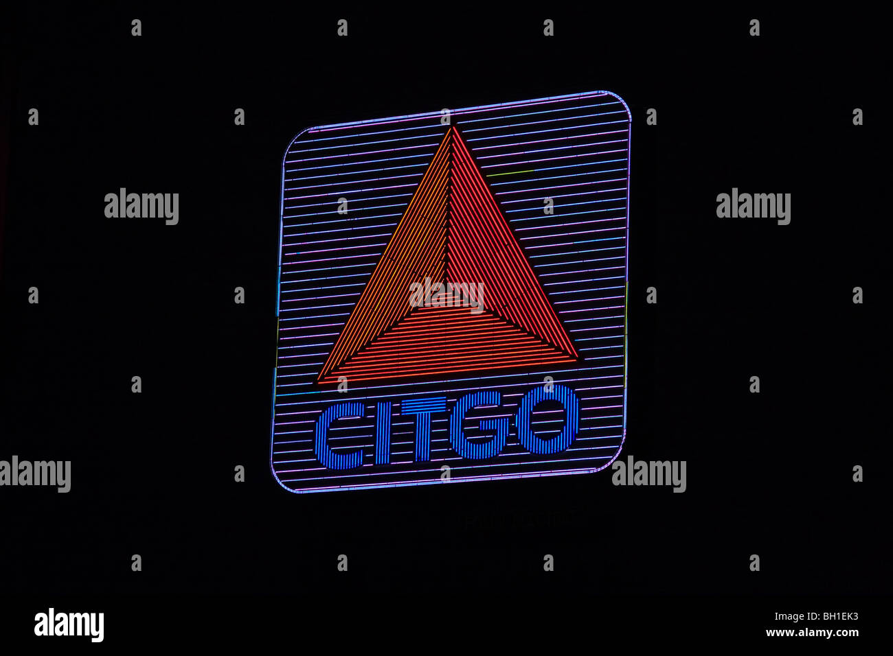 CITGO segno di notte a Kenmore Square, Boston Massachusetts. Foto Stock