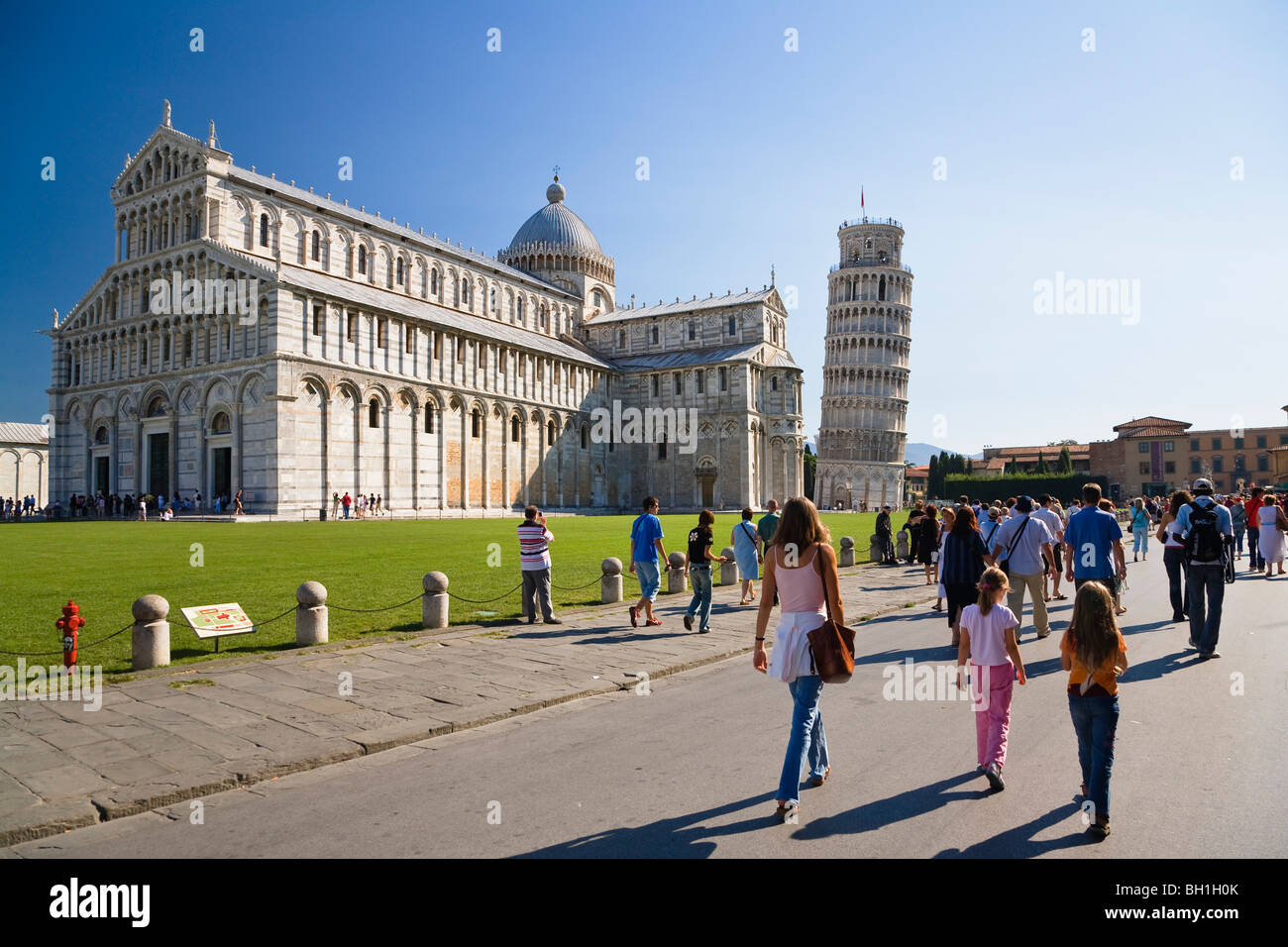 Cattedrale e la Torre Pendente, Pisa, Toscana, Italia Foto Stock