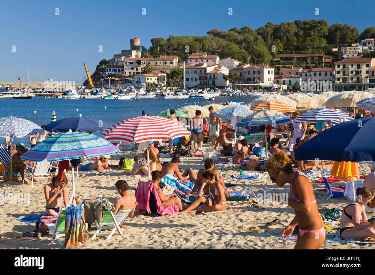 Spiaggia di Marina di Campo, Elba, Italia Foto Stock