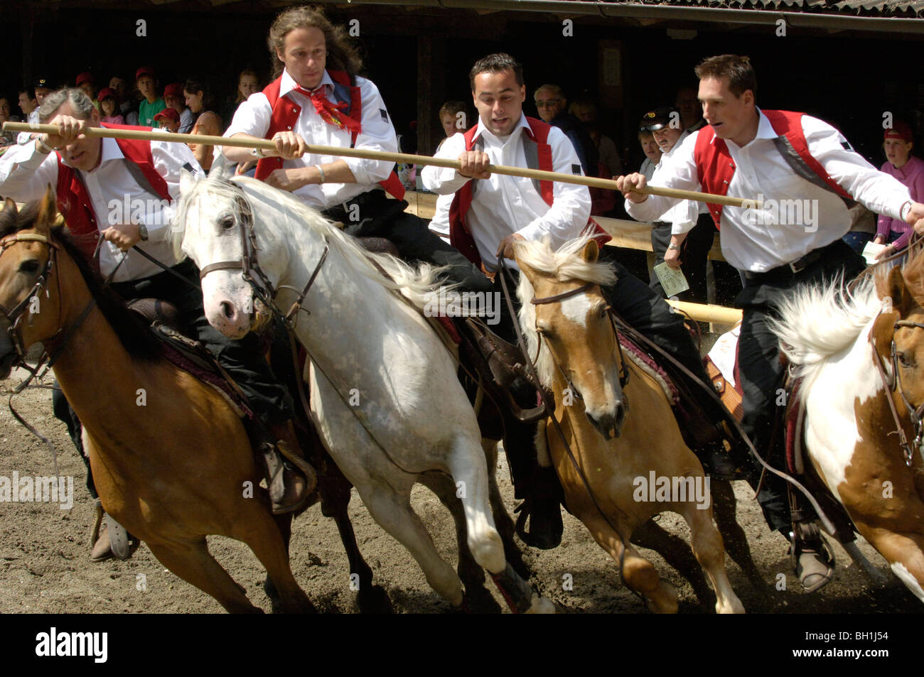 Il labirinto, Torneo, Oswald von Wolkenstein Ritt, evento 2005, Siusi allo Sciliar, Alto Adige, Italia Foto Stock