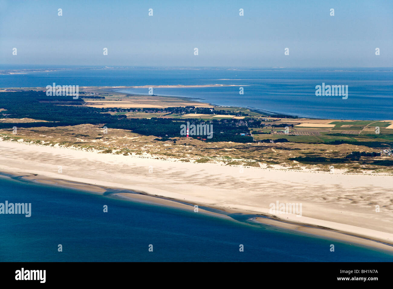 Vista aerea di Amrum Island, a nord delle Isole Frisone, Schleswig-Holstein, Germania Foto Stock