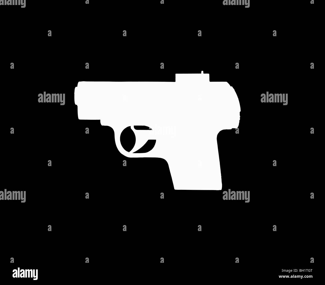 Pistola bianco su sfondo nero. Foto Stock