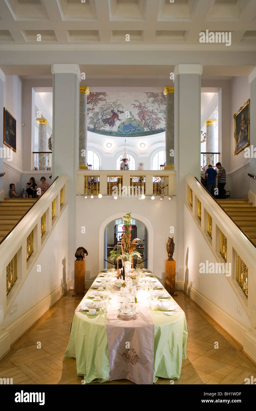 Porzellan Manufaktur Meissen, showroom, tavolo per la cena, Meissen, in Sassonia, Germania, Europa Foto Stock