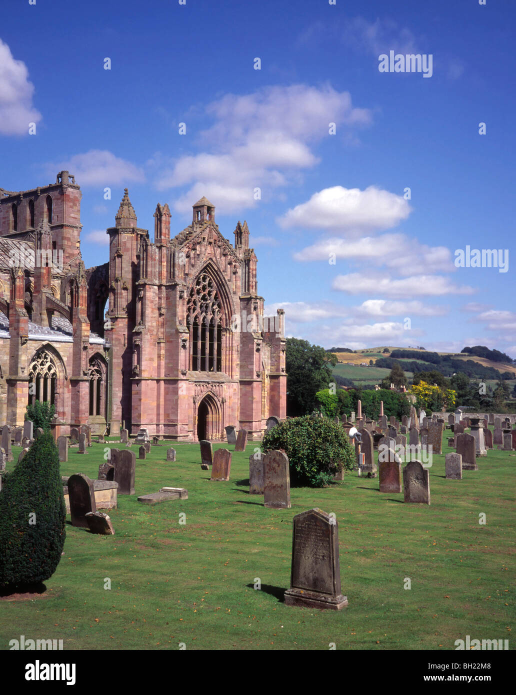 Melrose Abbey Scottish Borders Regno Unito in estate Foto Stock