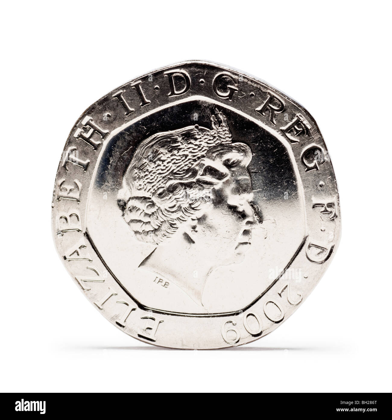 British venti Pence coin vista frontale Foto Stock