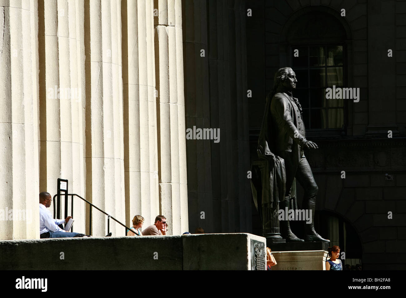 Vista della Federal Hall di New York City, Stati Uniti Foto Stock