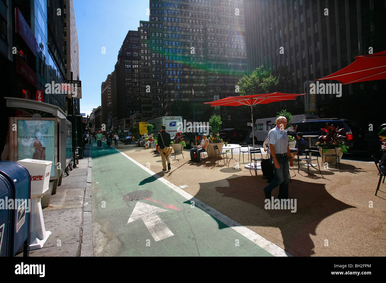 La zona pedonale di Broadway a New York City Foto Stock