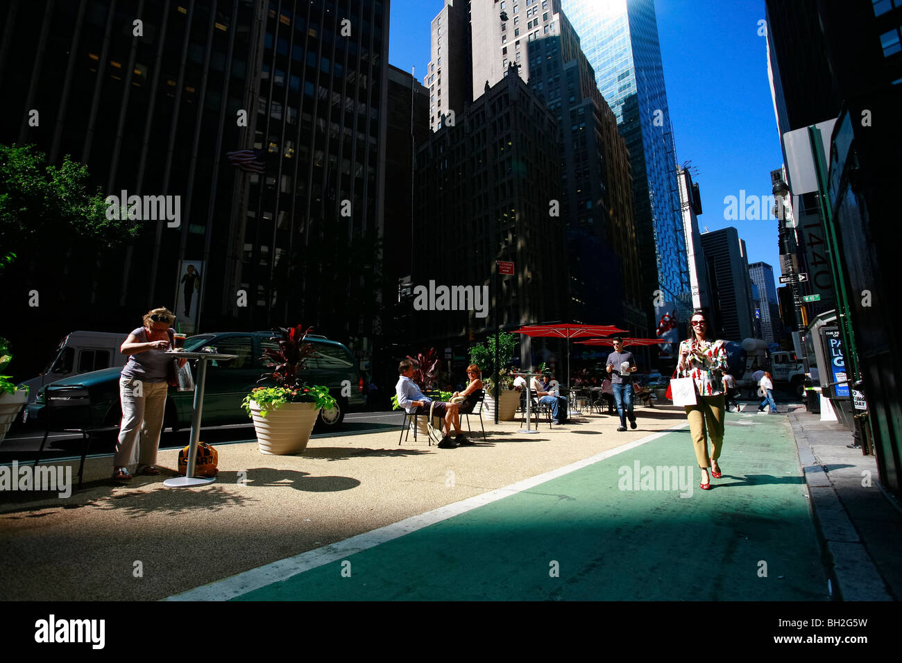 La zona pedonale di Broadway a New York City Foto Stock